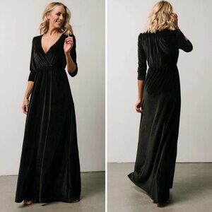 Baltic Born Sofia Black Velvet Maxi Dress Medium Whimsigoth Bridesmaid Neutral